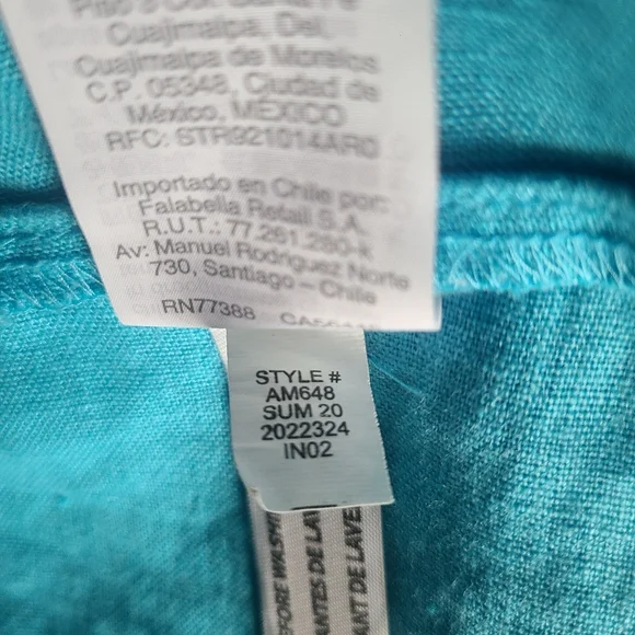 j. crew linen top embroidered turquoise blue size M - Picture 6 of 6